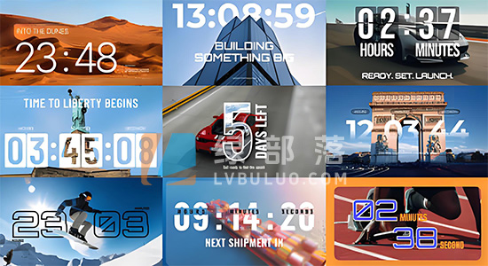 AE模板-简洁明亮数字时钟倒计时动画预设包(12组)