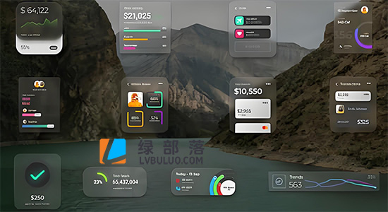 AE模板-12组玻璃透明质感标签对话框信息图表小部件动画