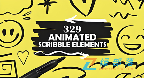 AE模板-329个手绘涂鸦动画元素资源包 ANIMATED SCRIBBLE ELEMENTS