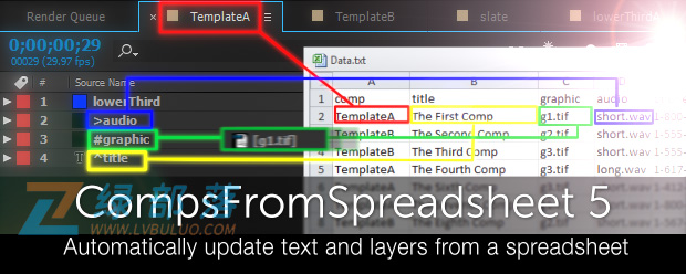 AE脚本-通过电子表格快速生成合成与动画脚本 CompsFromSpreadsheet v5.23