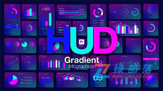 AE/PR模板-渐变色彩HUD信息图形动画元素包 HUD Gradient Infographics