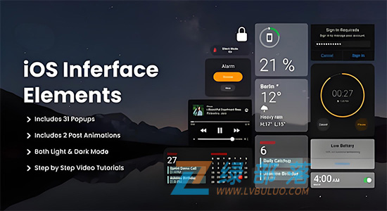 AE模板-苹果手机iPhone风格操作界面组件动画素材