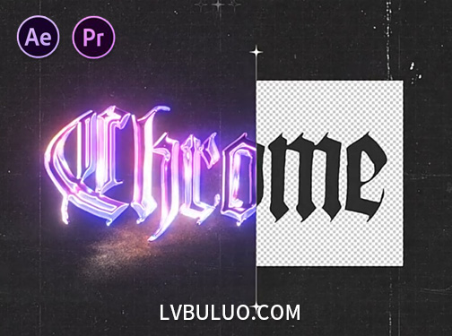 AE/PR模板-炫目金属霓虹灯质感logo标题文字动画