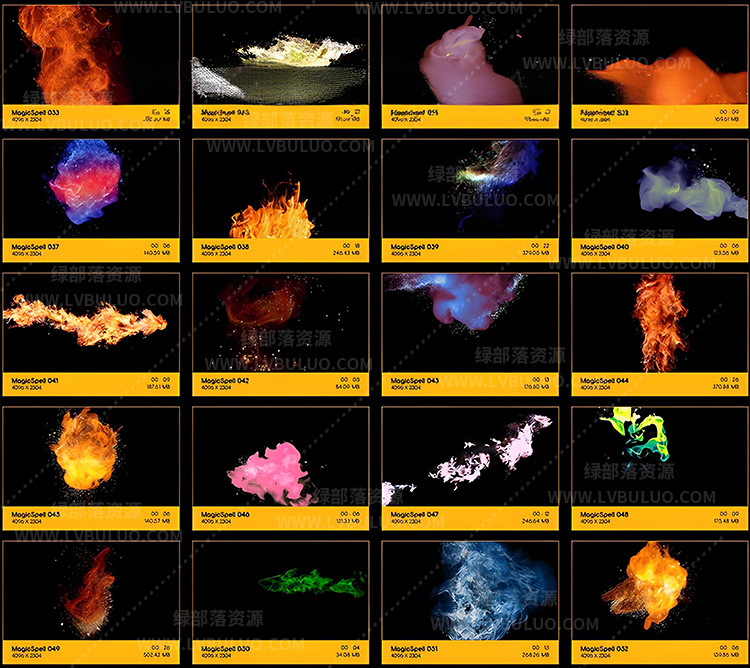 4K视频素材-153个魔法能量粒子烟雾火焰元素特效动画库