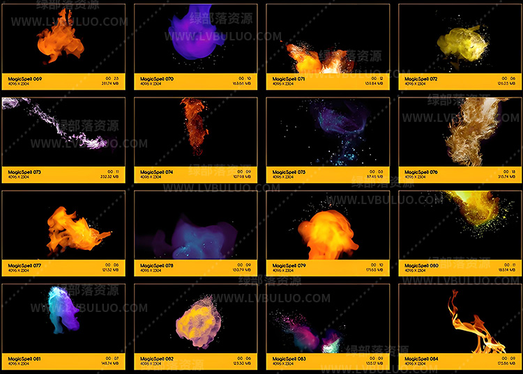 4K视频素材-153个魔法能量粒子烟雾火焰元素特效动画库