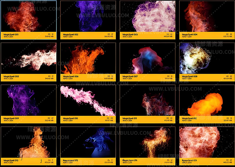4K视频素材-153个魔法能量粒子烟雾火焰元素特效动画库