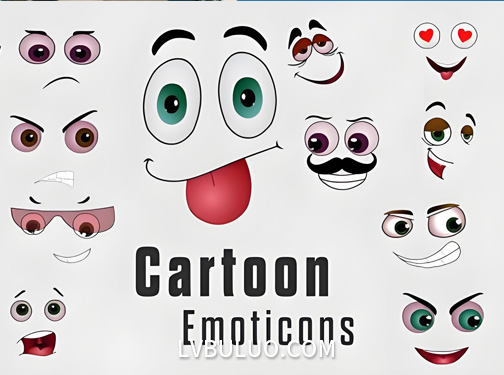 4K视频素材-29个卡通表情贴图综艺面部动画 Cartoon Emoticons