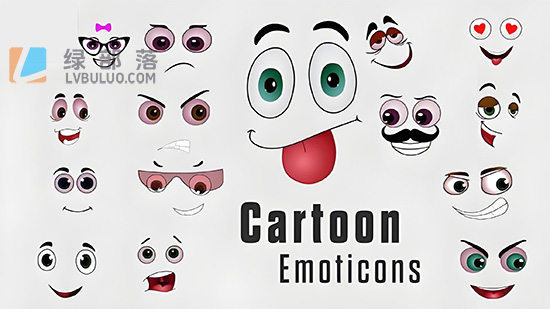 4K视频素材-29个卡通表情贴图综艺面部动画 Cartoon Emoticons