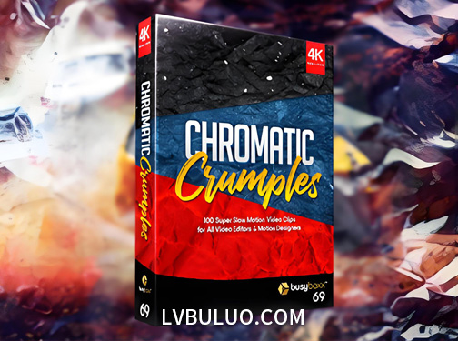 4K视频素材-100个创意动态彩色褶皱纸张定格特效动画 Chromatic Crumples