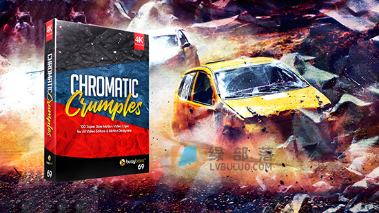 4K视频素材-100个创意动态彩色褶皱纸张定格特效动画 Chromatic Crumples