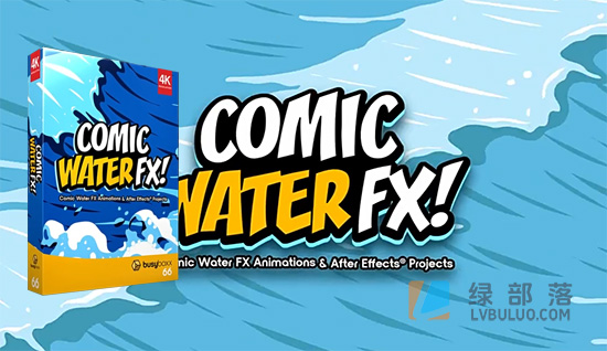 4K视频素材-109个二维卡通海浪液体水流波浪MG特效+AE工程文件 Comic Water FX