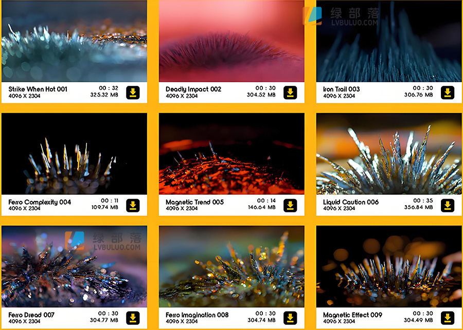 4K视频素材-100个磁流体力学抽象微观近景特写合成动画 Ferro Fluids