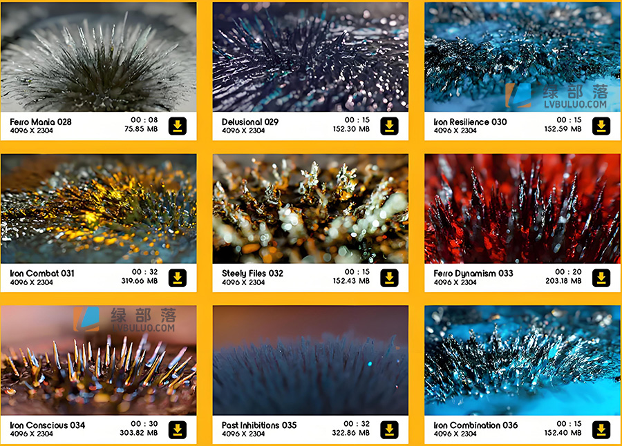 4K视频素材-100个磁流体力学抽象微观近景特写合成动画 Ferro Fluids