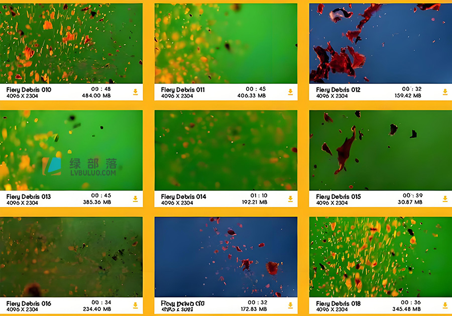 4K视频素材-53组纸屑火焰燃烧碎片飞舞飘舞特效动画 Fiery Debris