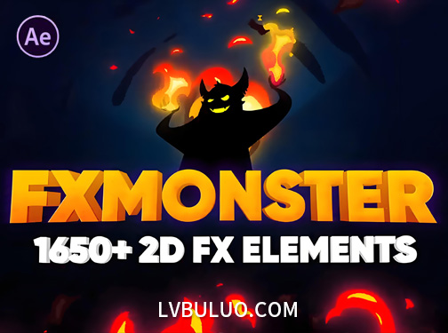 AE脚本-1650种2D动漫MG卡通能量闪电烟雾火焰等等特效动画 FXMonster