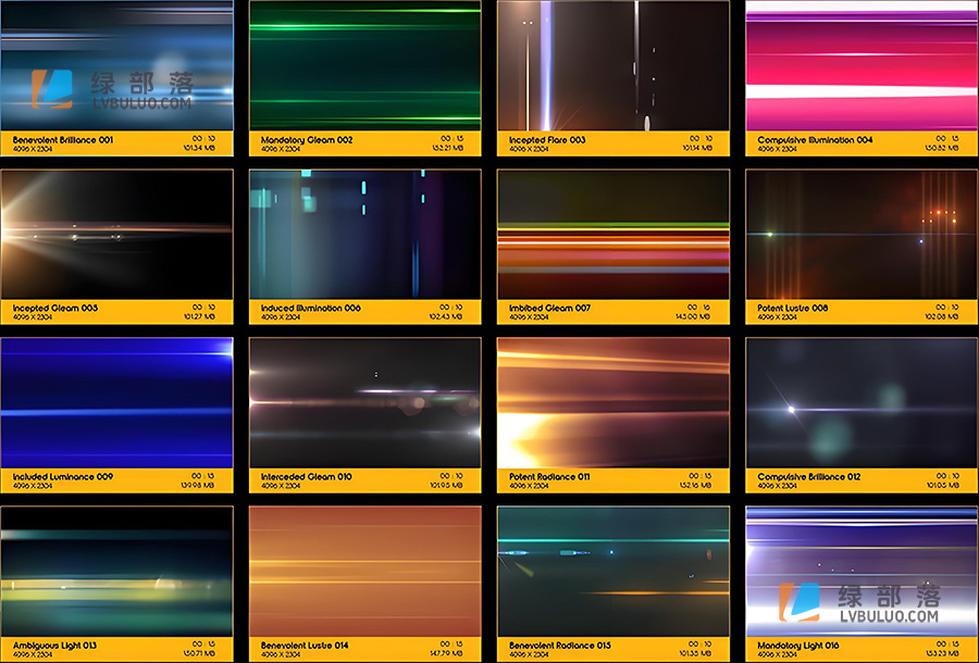 4K视频素材-99个镜头光线条纹变形耀斑光效特效合成动画 Light Streaks