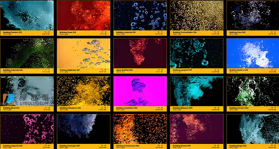 4K视频素材-130个潜水气泡液体水花水泡漂浮慢动作效果动画 Liquid Bubbles