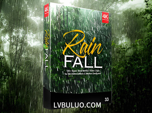 4K视频素材-133个细雨狂风暴雨微风下雨雨滴雨水特效动画 Rain Fall