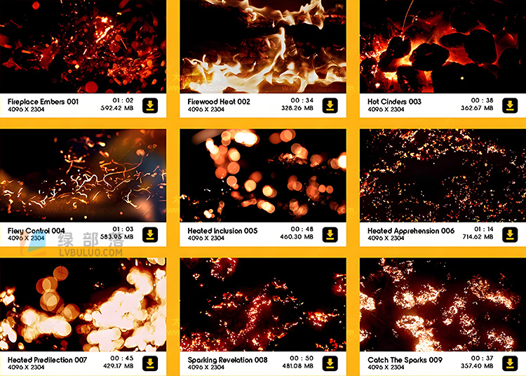 4K视频素材-100个真实燃烧火星焖烧火焰特效动画 Smouldering Hot