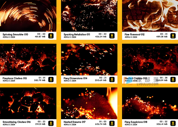 4K视频素材-100个真实燃烧火星焖烧火焰特效动画 Smouldering Hot