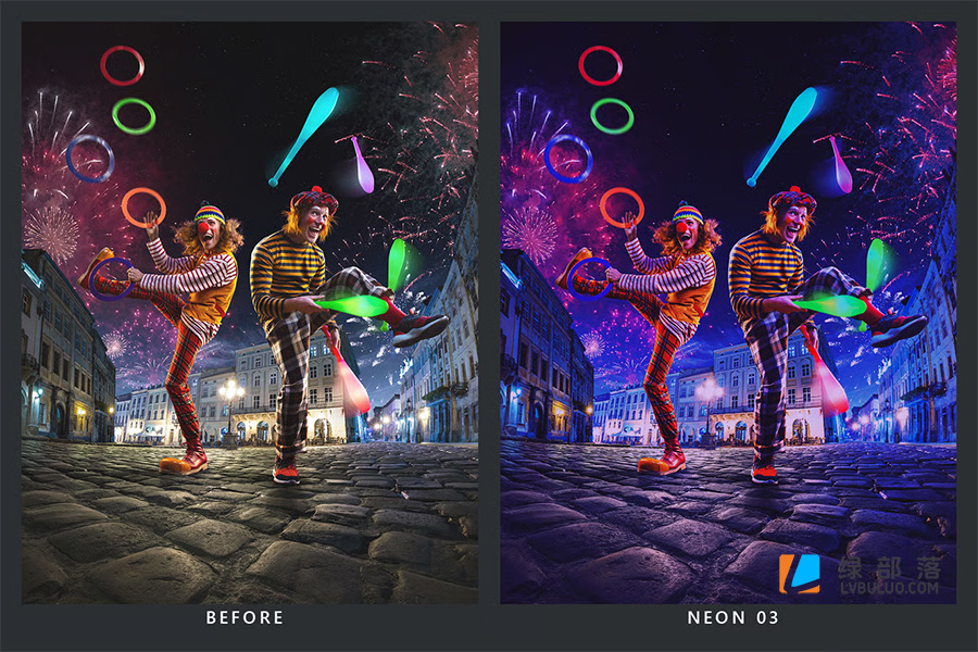 20个城市街道霓虹灯光夜景延时摄影调色预设 20 Black Light LR Presets