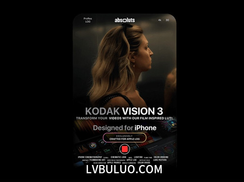 适用于Apple Log柯达Vision 3 500T 胶片效果调色预设 AbsoLUTS – Kodak Vision 3 Lut for iPhone