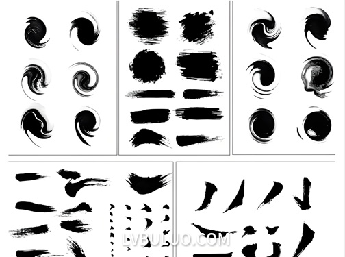 100个毛笔手写书法笔触偏旁合集Ai/PSD工程文件