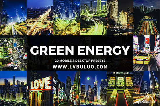 20个城市夜景霓虹灯绿赛博朋克调色预设 20 Green Energy Lightroom Presets