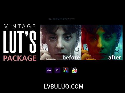 30个经典怀旧电影复古色调视频调色预设 Vintage LUTs Presets Collection