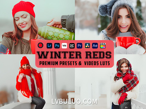 2个温暖明亮冬季人像后期调色预设 Winter Reds Luts Video & Presets
