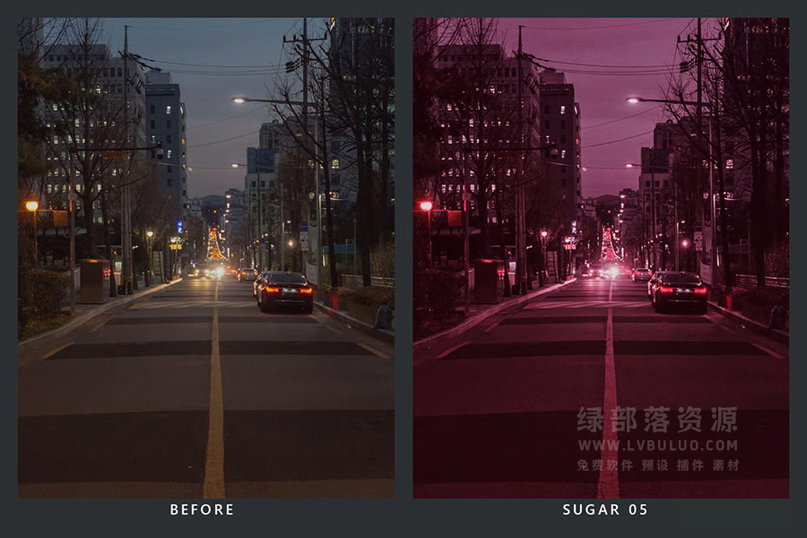 20个城市夜景建筑灯光樱桃红色调视频图片调色预设 20 Cherry Lightroom Presets & LUTs