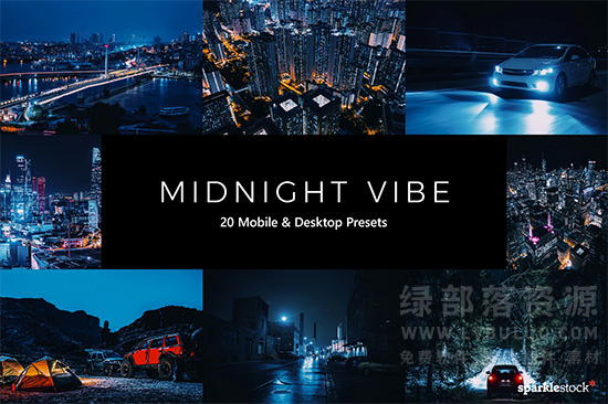 20个午夜蓝色调暗光深邃孤独感视频图片调色预设 20 Midnight Vibe LR Presets