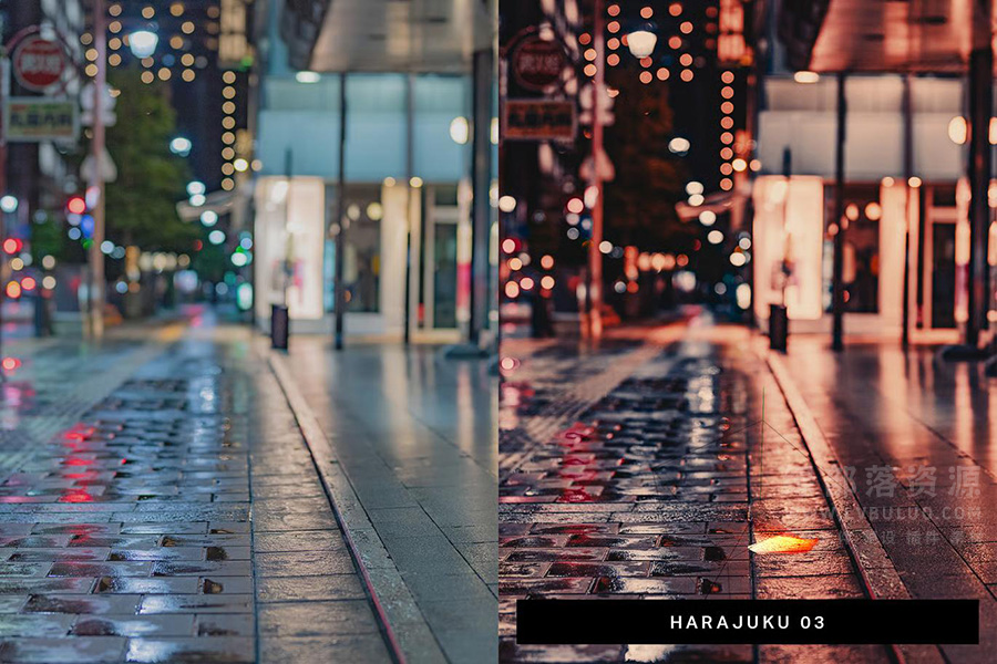 50个日系风格雨夜街头灯光哑光视频图片调色预设 50 Rainy Japan Lightroom Presets