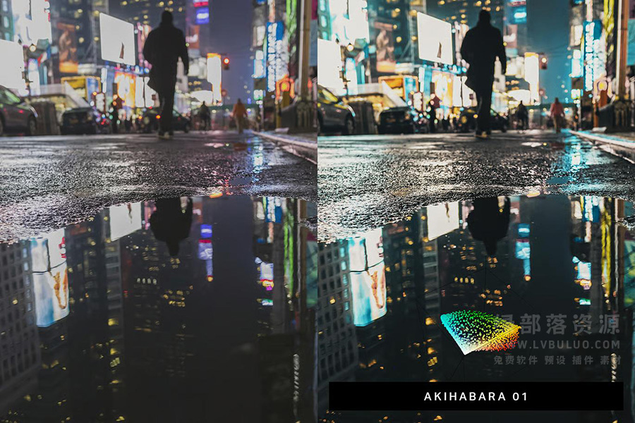 50个日系风格雨夜街头灯光哑光视频图片调色预设 50 Rainy Japan Lightroom Presets