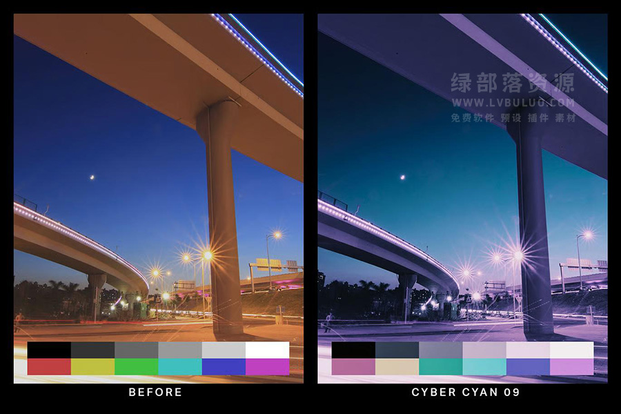 50个城市夜景紫罗兰色调赛博朋克视频图片调色预设 50 Violet Lightroom Presets and LUTs