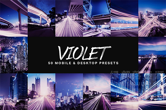 50个城市夜景紫罗兰色调赛博朋克视频图片调色预设 50 Violet Lightroom Presets and LUTs