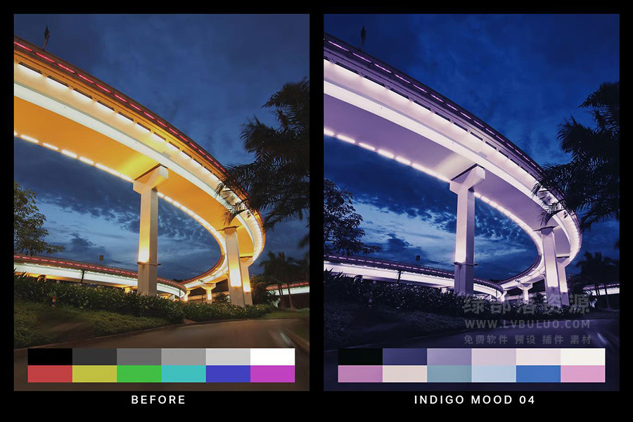 50个城市夜景紫罗兰色调赛博朋克视频图片调色预设 50 Violet Lightroom Presets and LUTs