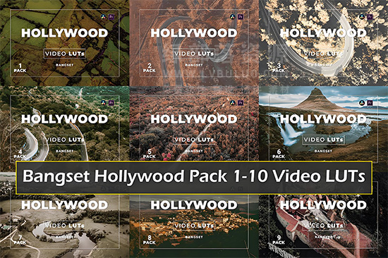 10套100款经典好莱坞电影色调旅拍航拍视频图片调色预设 Bangset Hollywood Pack 1-10 Video LUTs