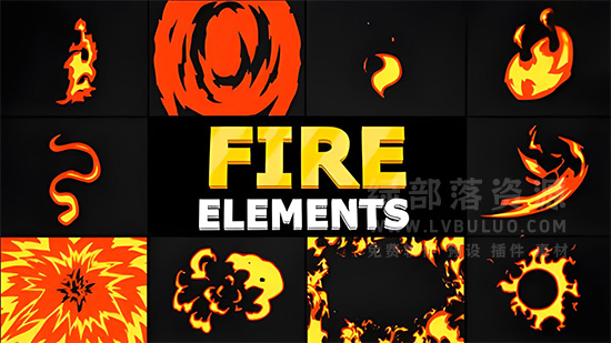 4K视频素材-50个卡通动漫风格火焰燃烧MG动画效果 Cartoon Fire Elements Pack