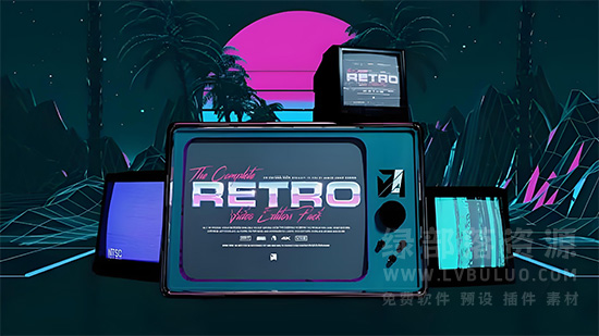 4K视频素材-150个信号故障闪烁干扰失真VHS特效视觉效果动画 The Complete Retro Video Editors Pack