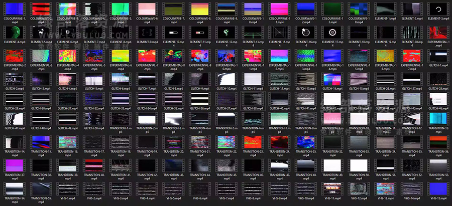 4K视频素材-150个信号故障闪烁干扰失真VHS特效视觉效果动画 The Complete Retro Video Editors Pack