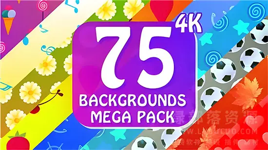 4K视频素材-75个图形平铺循环滚动背景动画 Backgrounds Mega Pack