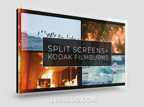 4K视频素材-柯达胶片分屏+胶片灼烧复古效果 Film Split Screens + Kodak Film Burns