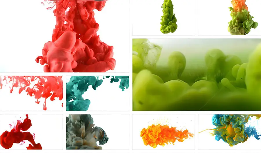 4K视频素材-50个彩色水墨烟雾溶解流体特写特效合成动画 mBackground Ink