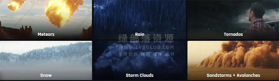 200多个电闪雷鸣乌云密布闪电暴雨沙尘暴地面破碎陨石特效视频 Natural Elements