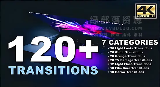 122个镜头光效污渍闪光故障胶片转场过渡视频素材 Transitions