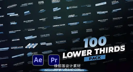 AE/PR模板 100组简洁时尚字幕条专业优雅视频排版标题动画 100 Lower Thirds Pack