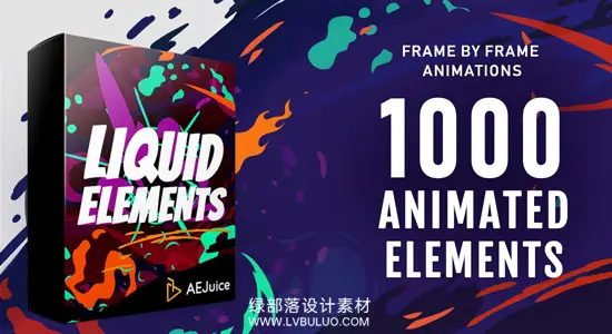 AE/PR模板+视频素材 1000个手绘卡通动画液体闪光流体二维元素包 AEJuice – Liquid Elements