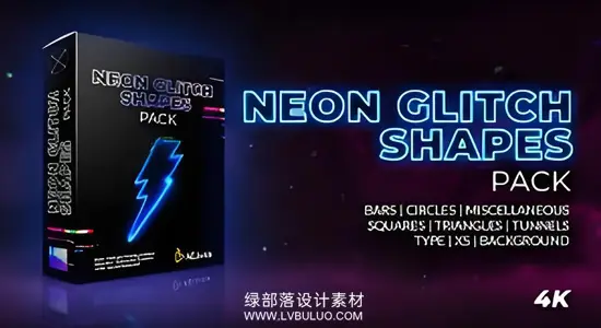 AE/PR模板+视频素材 72个赛博朋克霓虹发光毛刺故障闪烁动画 AEJuice – Neon Glitch Shapes