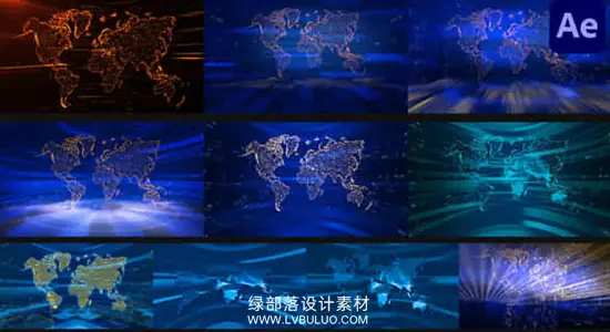 AE模板 科技感新闻演播厅背景世界地图循环动画 Backgrounds For News